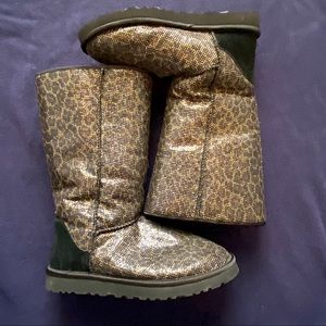 UGG Glitter Leopard-Print Classic Tall Boot
